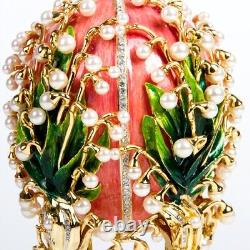 10 May Lily of the Valley Faberge Egg Music Box, Pink