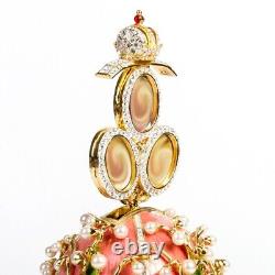 10 May Lily of the Valley Faberge Egg Music Box, Pink