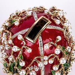10 May Lily of the Valley Faberge Egg Music Box, Red