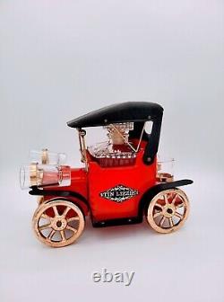 1960's MCM Vintage Model T Tin Lizzie Bar Car Music Box with Decanter & Shooters