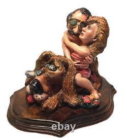 1989 VINTAGE LOVE ART Music Box Original Hand-made LOVERS Sculpture-America-Dee