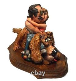 1989 VINTAGE LOVE ART Music Box Original Hand-made LOVERS Sculpture-America-Dee