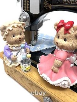 1997 Enesco Sewing Machine Bears Multi-Action Somewhere Out There Music Box