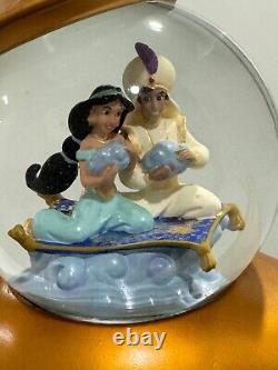 Aladdin Disney Art of Jasmine Genie Lamp Musical Snow Globe with Original Box