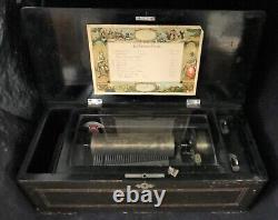 Antique Columbia Swiss Music Box with10 Tunes, Original Play Sheet, Circa 1880's