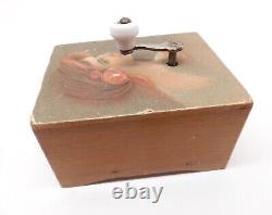 Antique Functioning Miniature Lithographed Mechanical Music Box