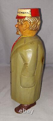 Austrian Carved Wood Music Box & Decanter Bottle 9.5 Wiener Dienstmann