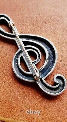 Beautiful Retired James Avery Treble Clef Music Pin in Orig. Box Rare, NICE