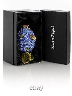Bee & Flowers Egg Trinket Box & music Handmade by Keren Kopal Austrian Crystals
