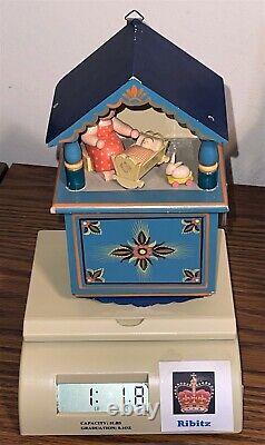 Blue Baby Lullaby Music Box wood figurine -Erzgebirge -Germany- Wendt & Kuhn