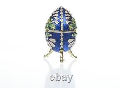 Blue Faberge Egg Trinket Box & music Handmade by Keren Kopal Austrian Crystals