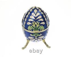 Blue Faberge Egg Trinket Box & music Handmade by Keren Kopal Austrian Crystals