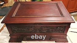 C1890s Stella Grand #168 Swiss Hand Crank Carved Mahogany Table Top Music Box