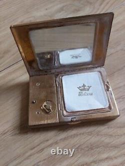 COMPLETE Antique Makeup Compact Music Box With Original Contents Vintage