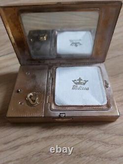 COMPLETE Antique Makeup Compact Music Box With Original Contents Vintage