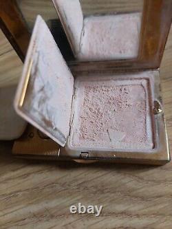 COMPLETE Antique Makeup Compact Music Box With Original Contents Vintage