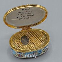 DAMAGED- Halcyon Days Enamels Trinket Music Box Always Irving Berlin Loving