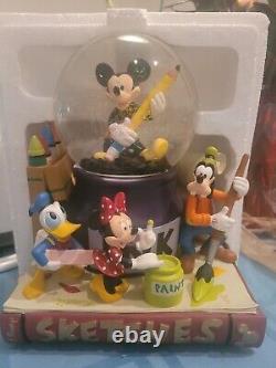 Disney's Mickey Mouse Sketches Musical Snow Globe Original Box