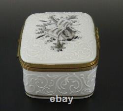Elegant French Porcelain Black and White Musical Instrument Motif Trinket Box
