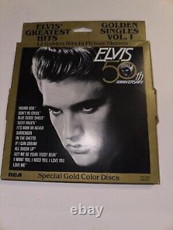 Elvis Greatest Hits Golden Singles Vol I & II 12 Unplayed Gold Colored 45s