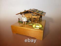 Exc Rare Model Of Vintage Reuge Dancing Ballerina Music Box (watch The Video)