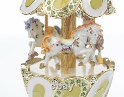 Green Easter Egg horse Carousel by Keren Kopal music box with crystal