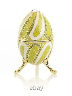Green Faberge Egg Trinket Box & music Handmade by Keren Kopal Crystals