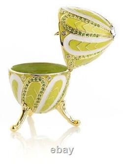 Green Faberge Egg Trinket Box & music Handmade by Keren Kopal Crystals