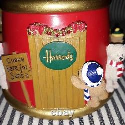 HARRODS TESTED in ORIG BOX MUSICAL SNOW GLOBE CHRISTMAS SANTA CLAUS TEDDY BEARS