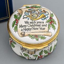 Halcyon Days Enamels Trinket Music Box We Wish You a Merry Christmas & Happy New