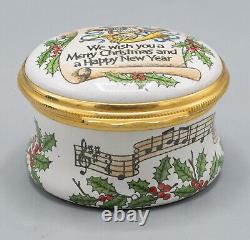 Halcyon Days Enamels Trinket Music Box We Wish You a Merry Christmas & Happy New