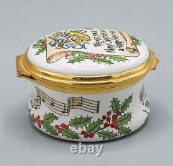 Halcyon Days Enamels Trinket Music Box We Wish You a Merry Christmas & Happy New