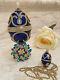 Imperial Russian Faberge Egg Music Box Plus Sapphire Faberge Necklace 24k Gold