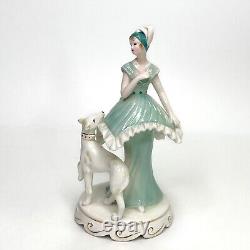 Josef Originals Music Box Figurine Girl Whippet Italian Greyhound Dog