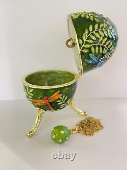 Keren kopal Green Music Egg + Necklace hand made trinket box &Austrian crystals