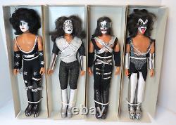 Kiss Mego Doll Action Figures Set Of 4 In Boxes 1977 Aucoin Muscular Version