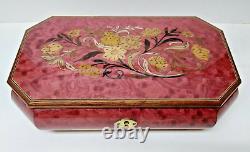 Lacquered Rose Bird's Eye 18 Note REUGE Musical Box Jewelry Box