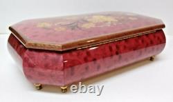 Lacquered Rose Bird's Eye 18 Note REUGE Musical Box Jewelry Box