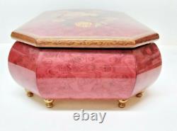 Lacquered Rose Bird's Eye 18 Note REUGE Musical Box Jewelry Box