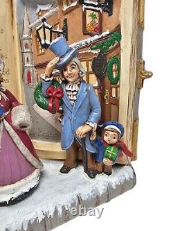Large Ceramic Edwardian Diorama A Christmas Carol Charles Dickens Music Box