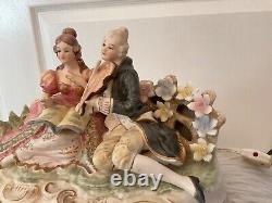 Lenwile Ardalt Couple Vintage Figurine Lighted 10 Porcelain Lamp Music Box