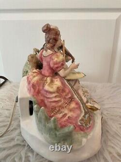 Lenwile Ardalt Couple Vintage Figurine Lighted 10 Porcelain Lamp Music Box