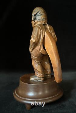 NUTCRACKER MUSIC BOX STANDING MAN SWISS Black Forest Wood Carved ANTIQUE c1900