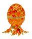 Orange Faberge Egg Trinket Box & Music Handmade By Keren Kopal Austrian Crystals