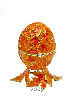Orange Faberge Egg Trinket Box & music Handmade by Keren Kopal Austrian Crystals