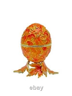 Orange Faberge Egg Trinket Box & music Handmade by Keren Kopal Austrian Crystals
