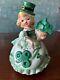 Rare Vintage Lefton Irish Shamrock Girl Rotating Music Box Works Great 6204 Read