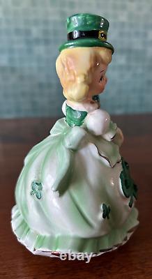 Rare Vintage Lefton Irish Shamrock Girl Rotating Music Box works great 6204 READ