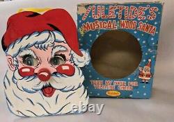 Rare Vintage Yuletide Musical Wood Santa Claus With Original Box See Pictures