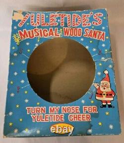 Rare Vintage Yuletide Musical Wood Santa Claus With Original Box See Pictures